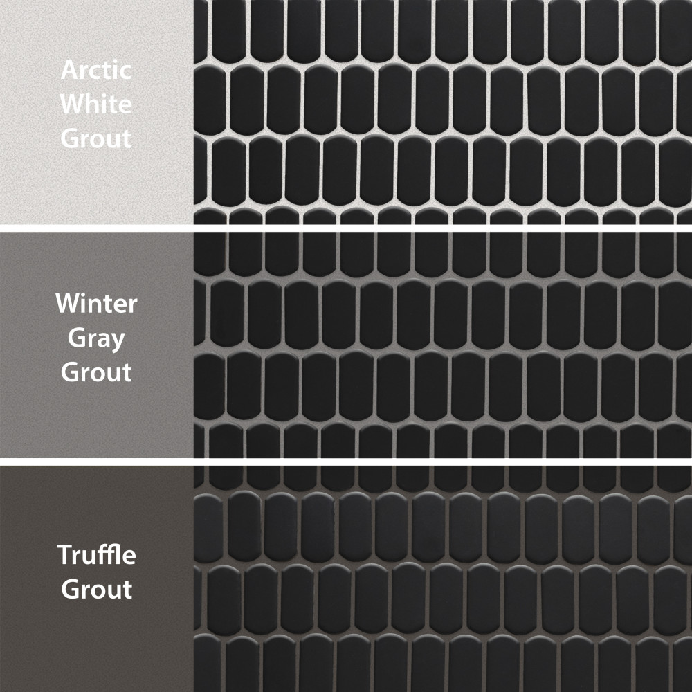 Hudson Capsule Matte Black 12-1/4 in. x 13-1/8 in. Porcelain Mosaic Tile