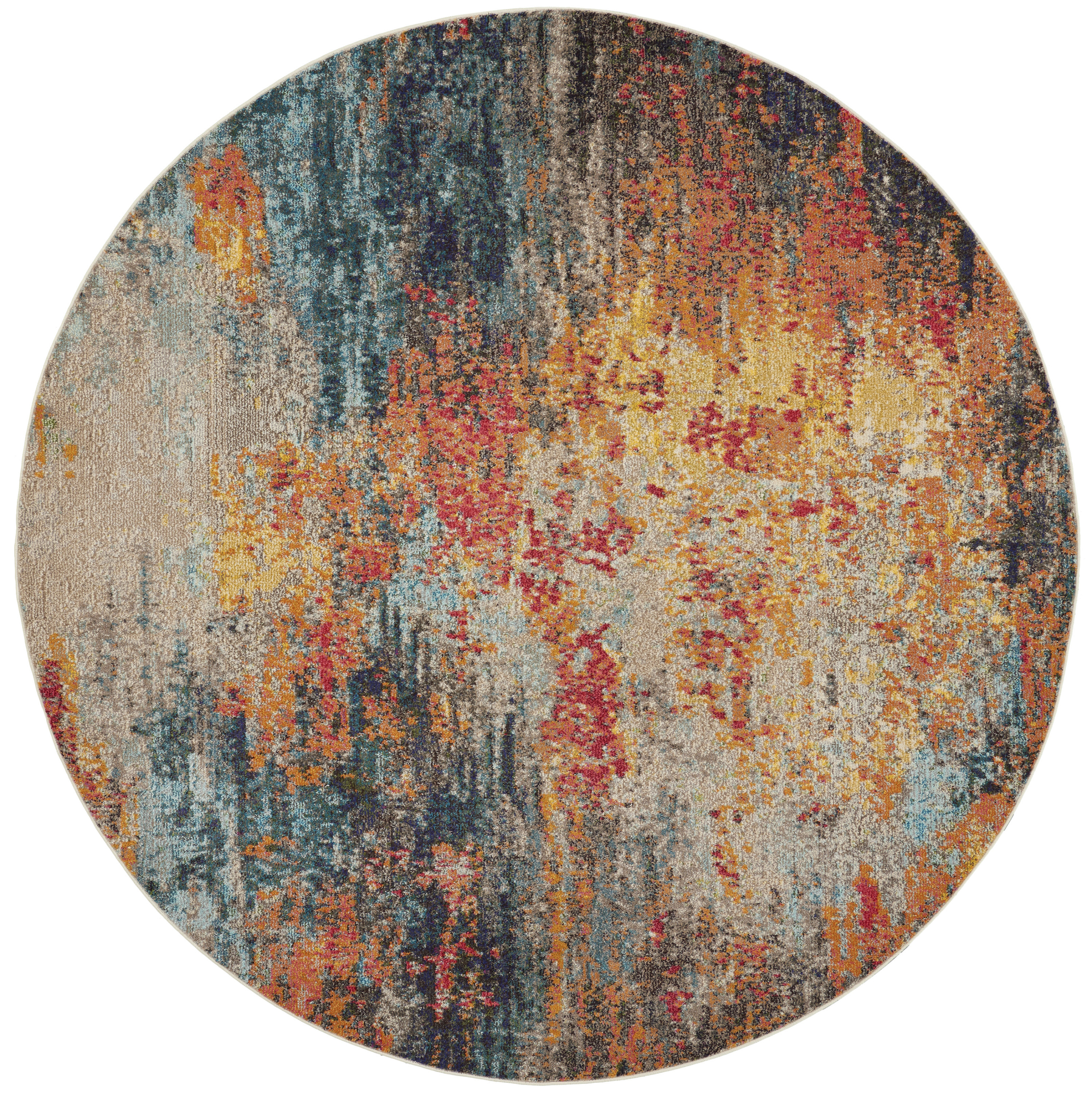 Nourison Celestial 7’10” x Round Multicolor Modern Indoor Rug