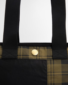 Mya Patchwork Tote Bag Black/Olive Check