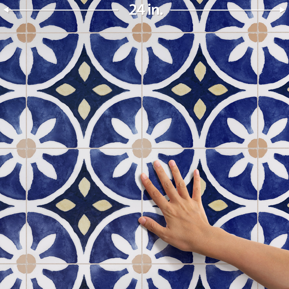 Santorini Coast Blue 9-3/4 in. x 9-3/4 in. Porcelain Floor and Wall Tile