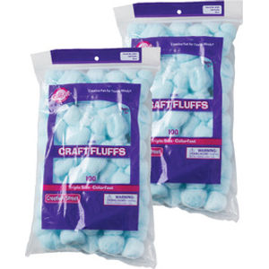 Triple-Size Craft Fluffs, Blue, 100 Pieces Per Pack, 2-Pack