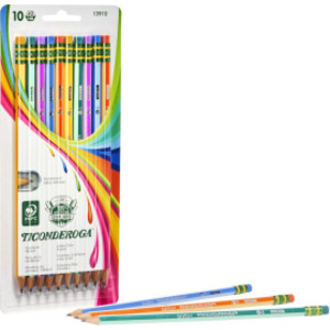 Pencils, #2 Soft, Neon Stripes, Presharpened, Pack of 10