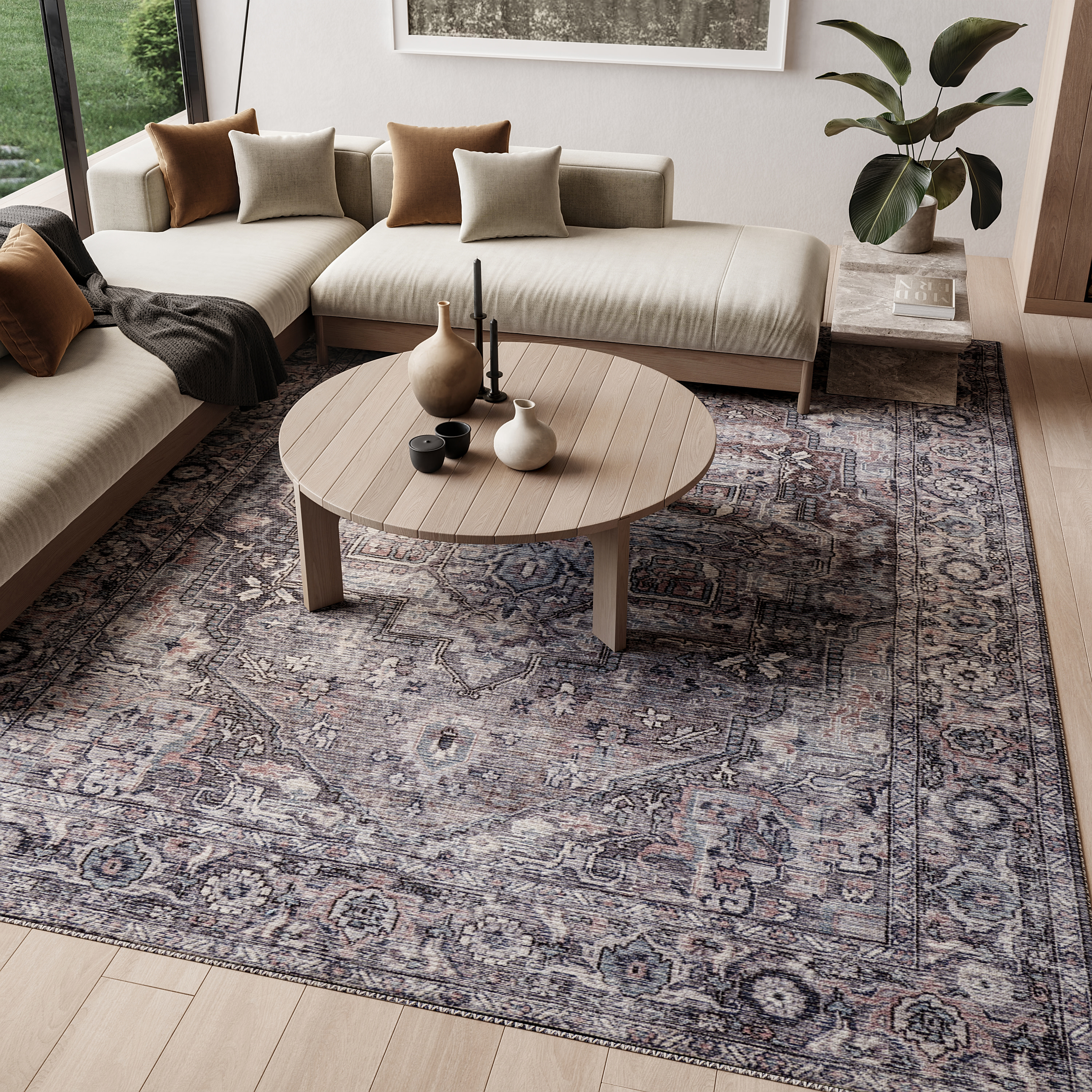 Nourison New Concept Washables 6' x 9' Grey Vintage Indoor Rug