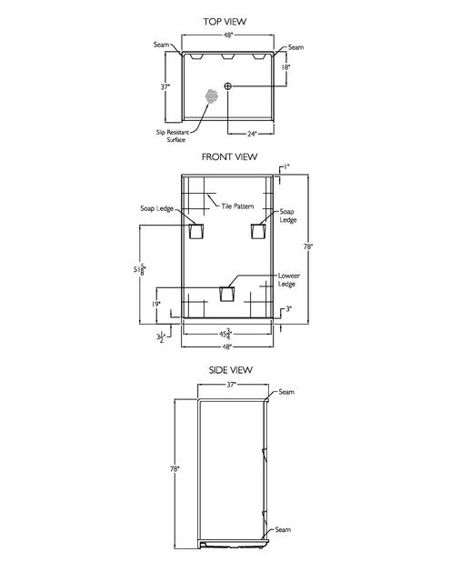 Technical Drawing — Cd Shower Tech Draw Xst 4836sh 4p