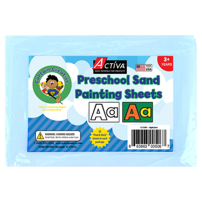 Preschool Sand Painting Sheets, Alphabet Theme, 5x7 in, 30 Sheets