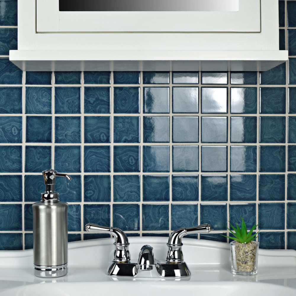 Sample – Resort Coral Blue Porcelain Mosaic Tile