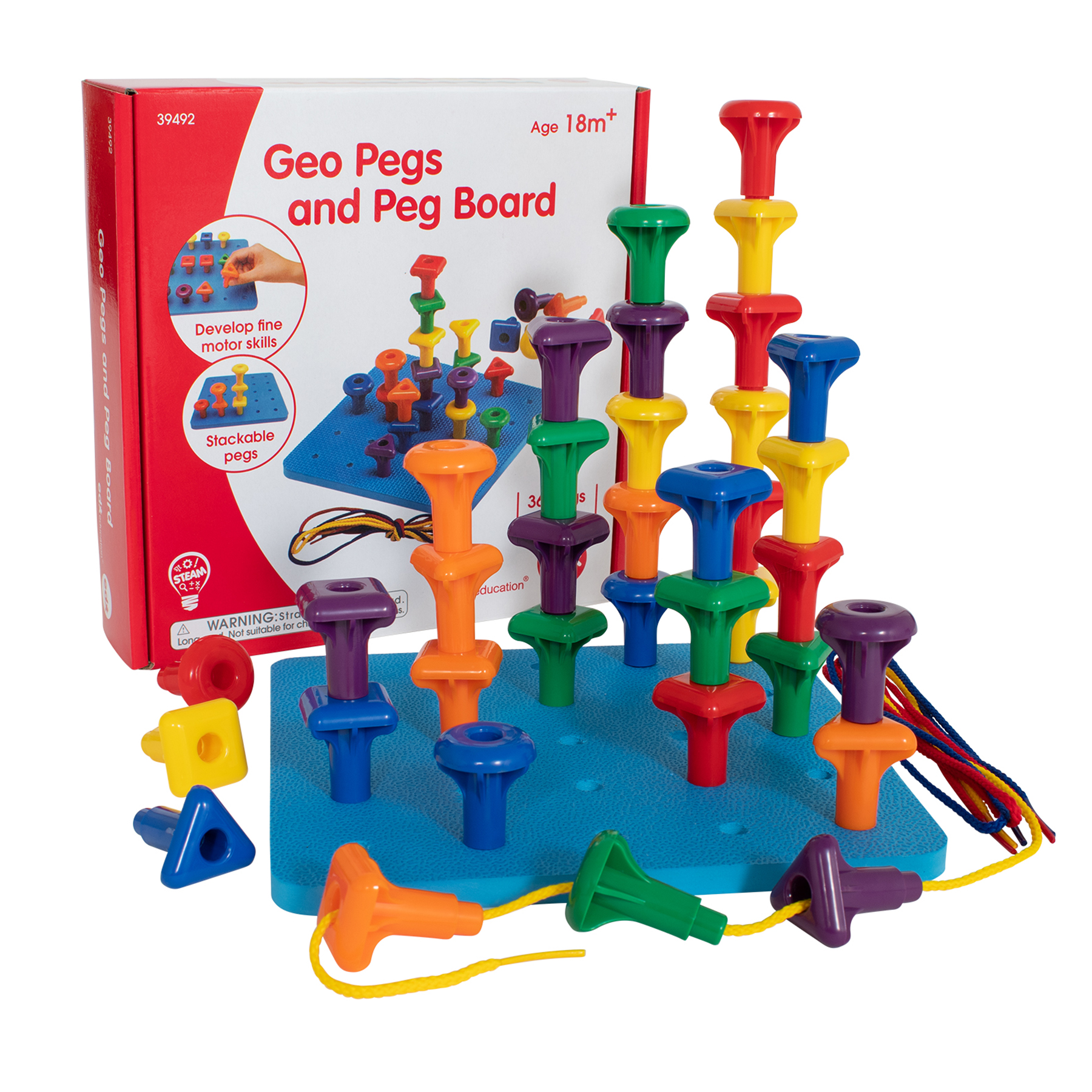 edxeducation Stacking Shape Pegs & Pegboard Set