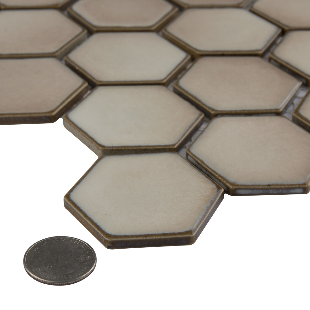 Hudson Due 2″ Hex Truffle 10-7/8 in. x 12-5/8 in. Porcelain Mosaic Tile