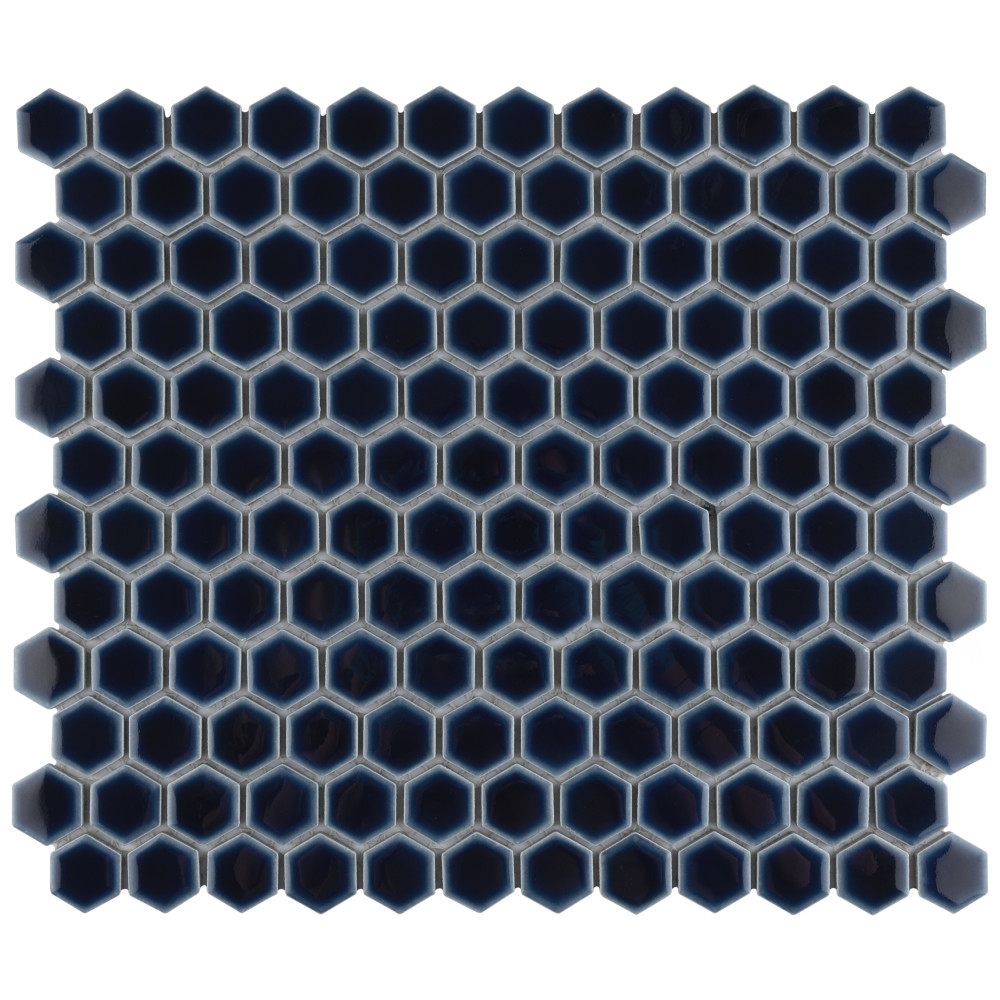 Hudson 1″ Hex Smoky Blue 11-7/8 in. x 13-1/4 in. Porcelain Mosaic Tile
