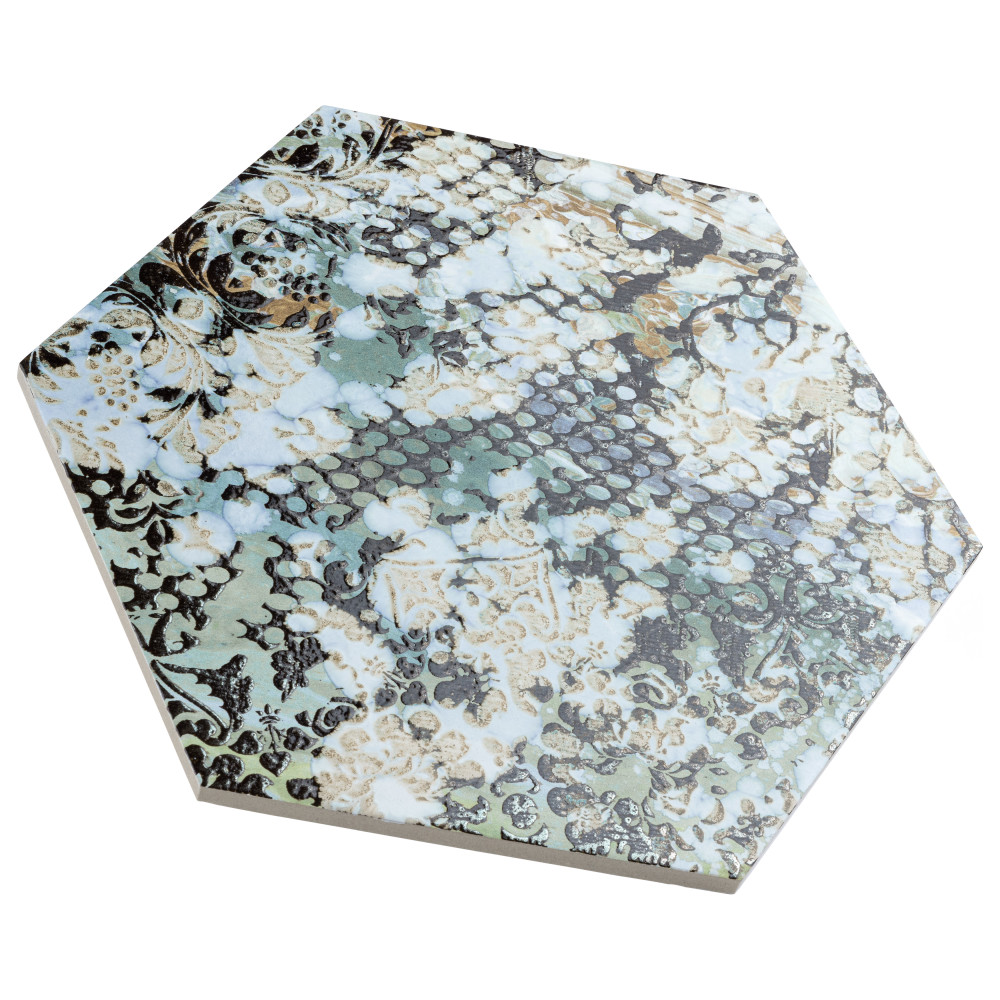 Inedita Hex Blue 9-7/8 in. x 11-1/4 in. Porcelain Floor and Wall Tile