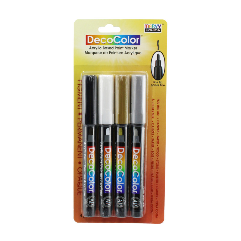 DecoColor® Acrylic Paint Markers, Fine Point, Classic Colors, Set of 4