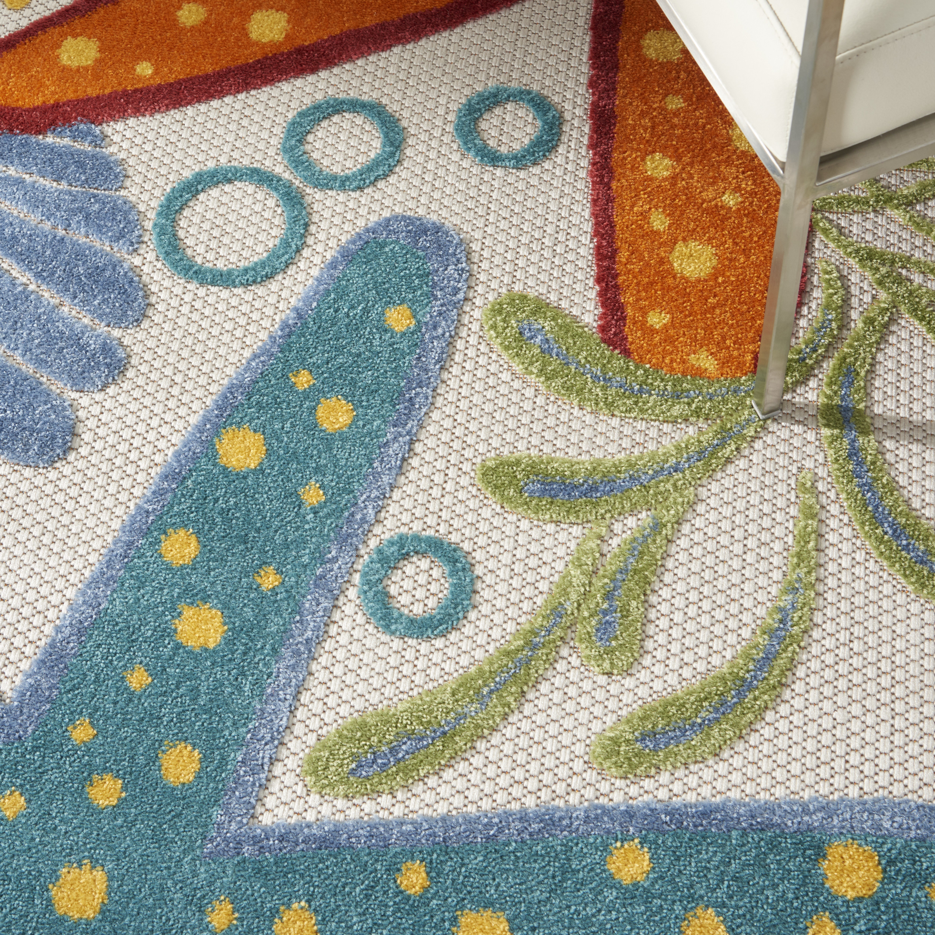 Nourison Aloha 5'3" x Round Multicolor Coastal, Nautical & Beach Rug