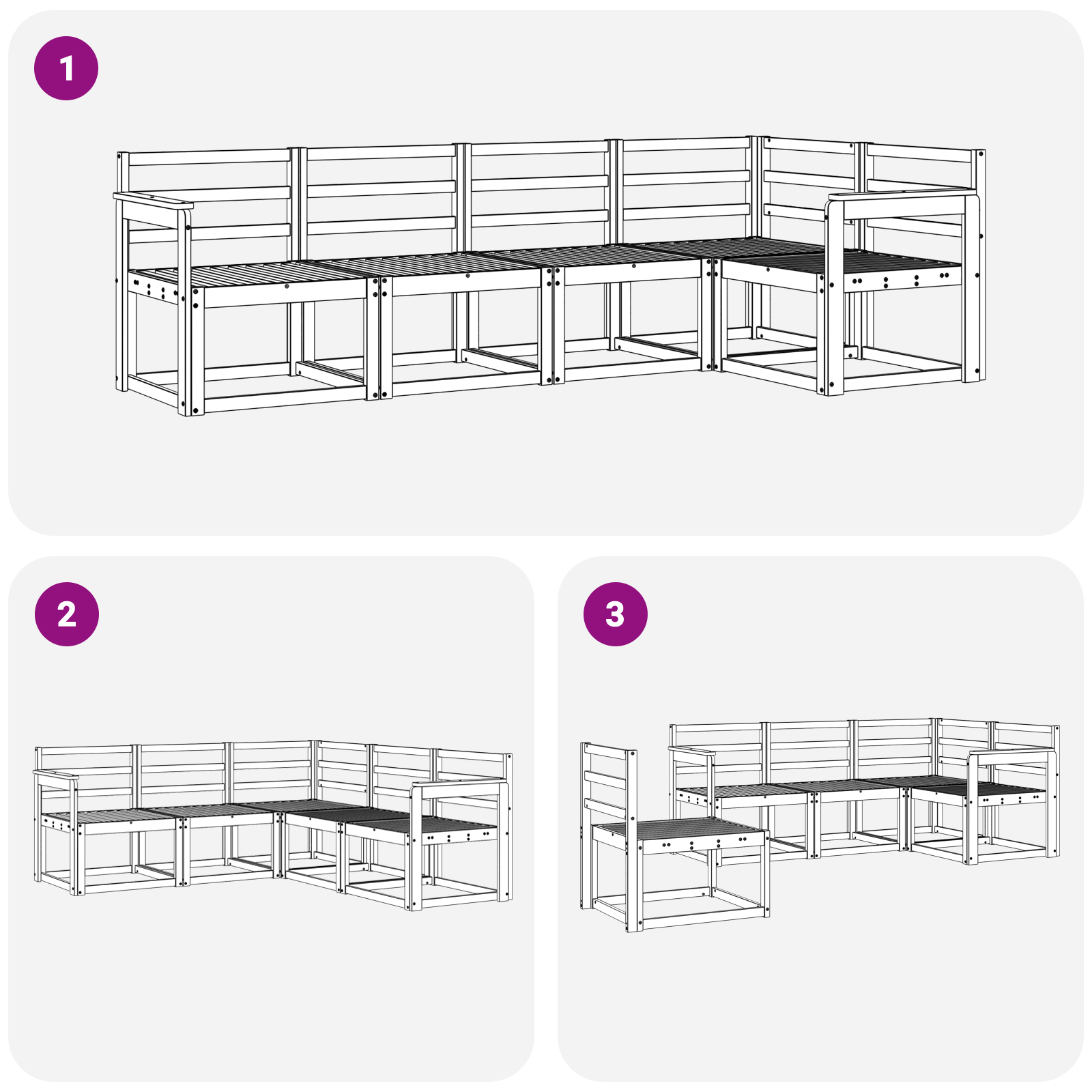Buiten bankenset 5 pcs Wit Massief Acaciahout image 5
