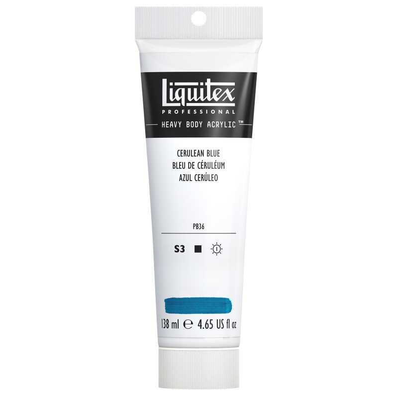 Professional Heavy Body Acrylic Paint, 138 mL Tube, Cerulean Blue