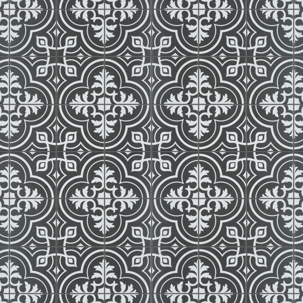 Harmonia Vintage Black 13x13 Square Ceramic Floor and Wall Digital Pattern