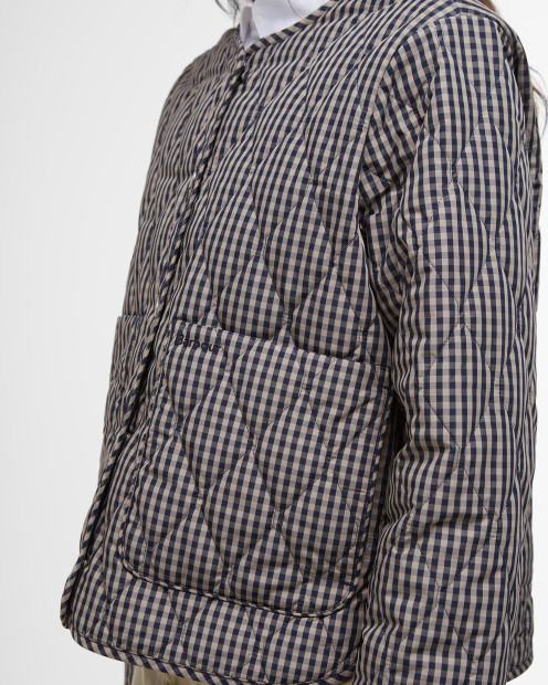 Check Monroe Quilted Jacket Navy/Sand Gingham