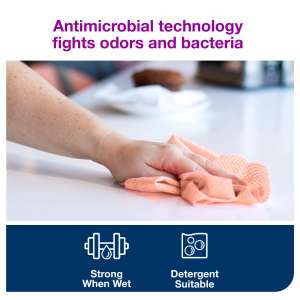 Tork, W25, Antimicrobial Odor Resistant, 1 ply, 13.00"x24.00", Nonwoven Fabric, Food Service Wipers, Red