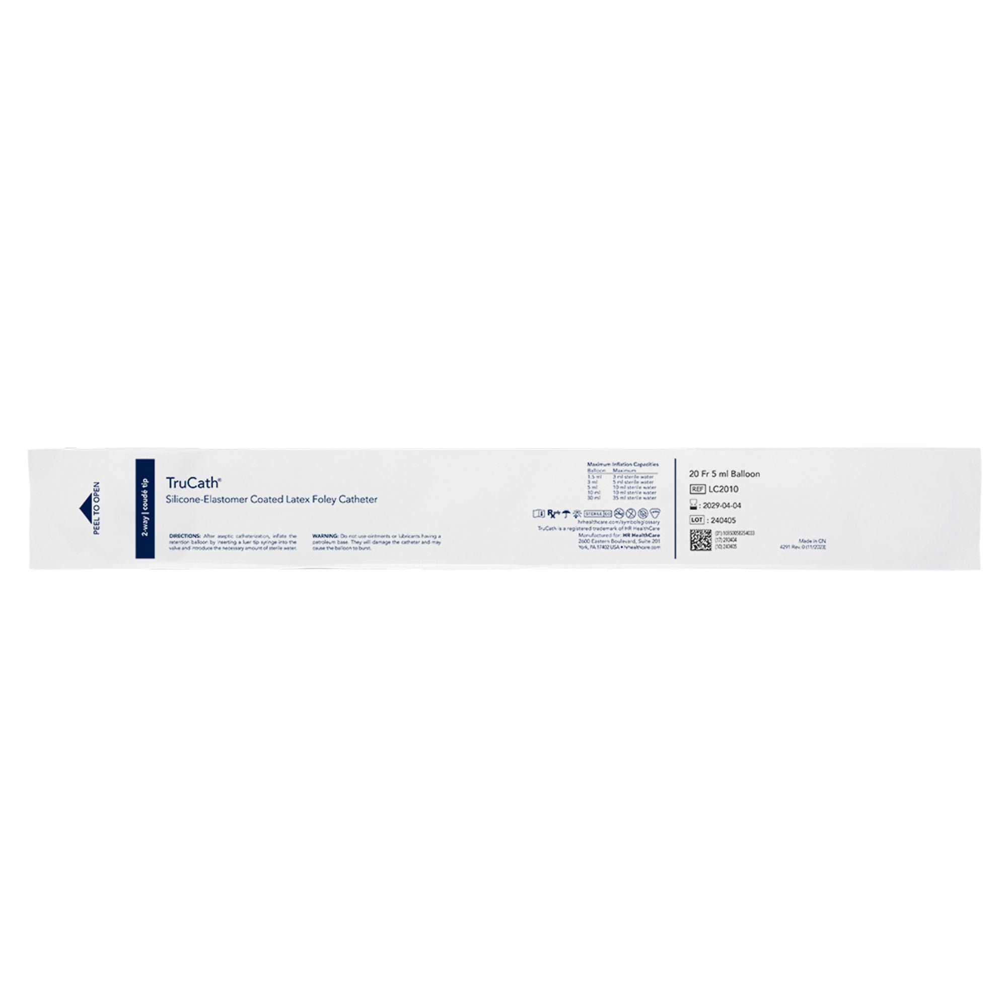 HR Healthcare CATHETER, FOLEY 2-WAY COUDE TIP W/5ML BALLOON 20FR (12/CS)