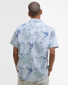 Valleyfield Palm-Print Short-Sleeved Shirt Bleached Blue