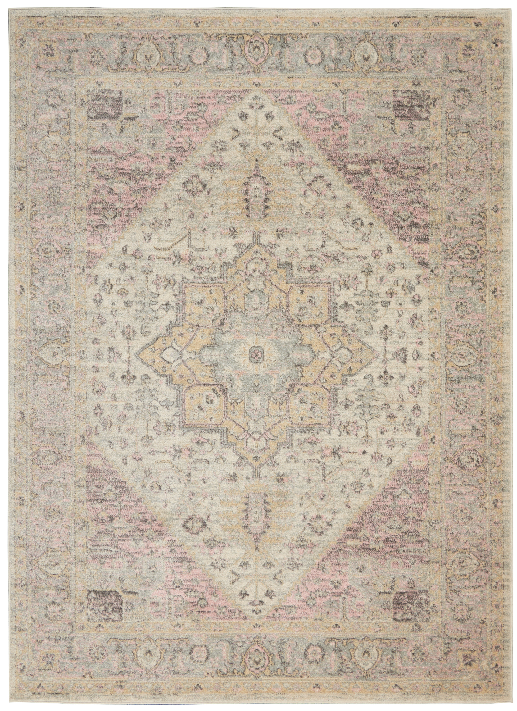 Nourison Tranquil 6' x 9' Ivory Pink Vintage Indoor Rug