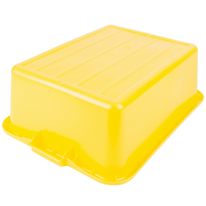 7-inch deep Traex® Color-Mate yellow food storage drain box set with recessed lid