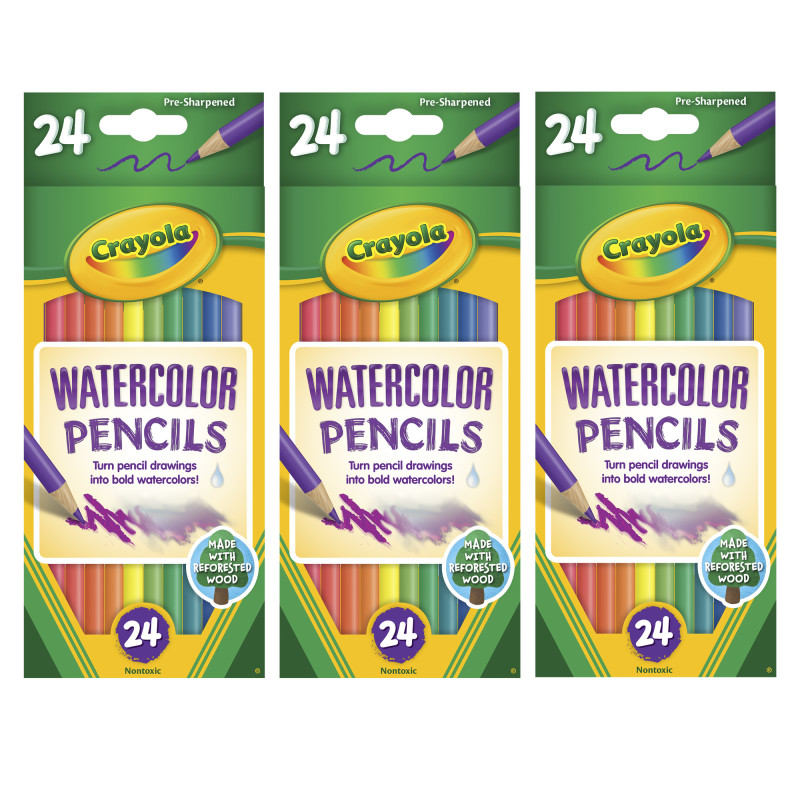 Watercolor Pencils, 24 Per Box, 3 Boxes
