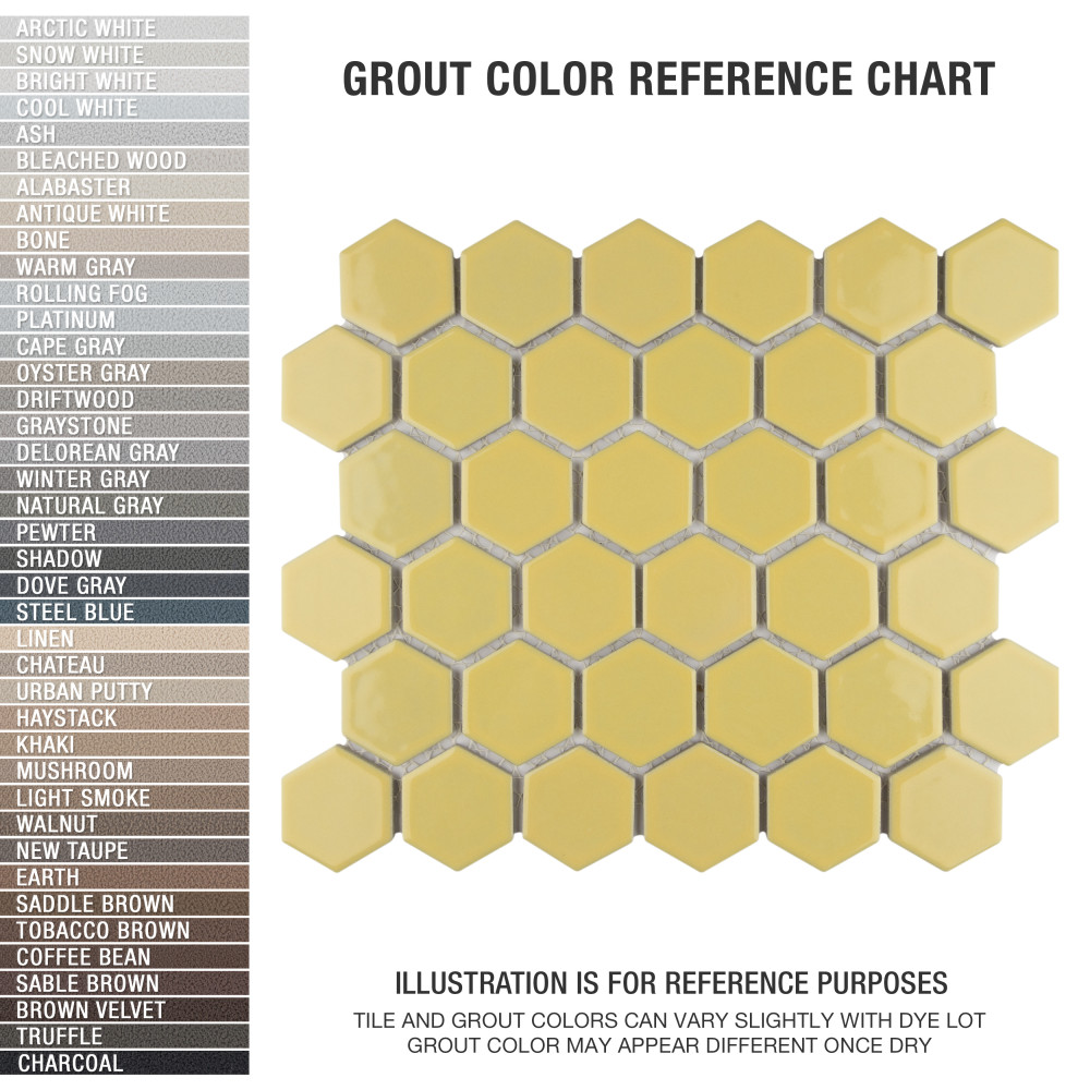 Hudson Due 2″ Hex Vintage Yellow 10-7/8 in. x 12-5/8 in. Porcelain Mosaic Tile