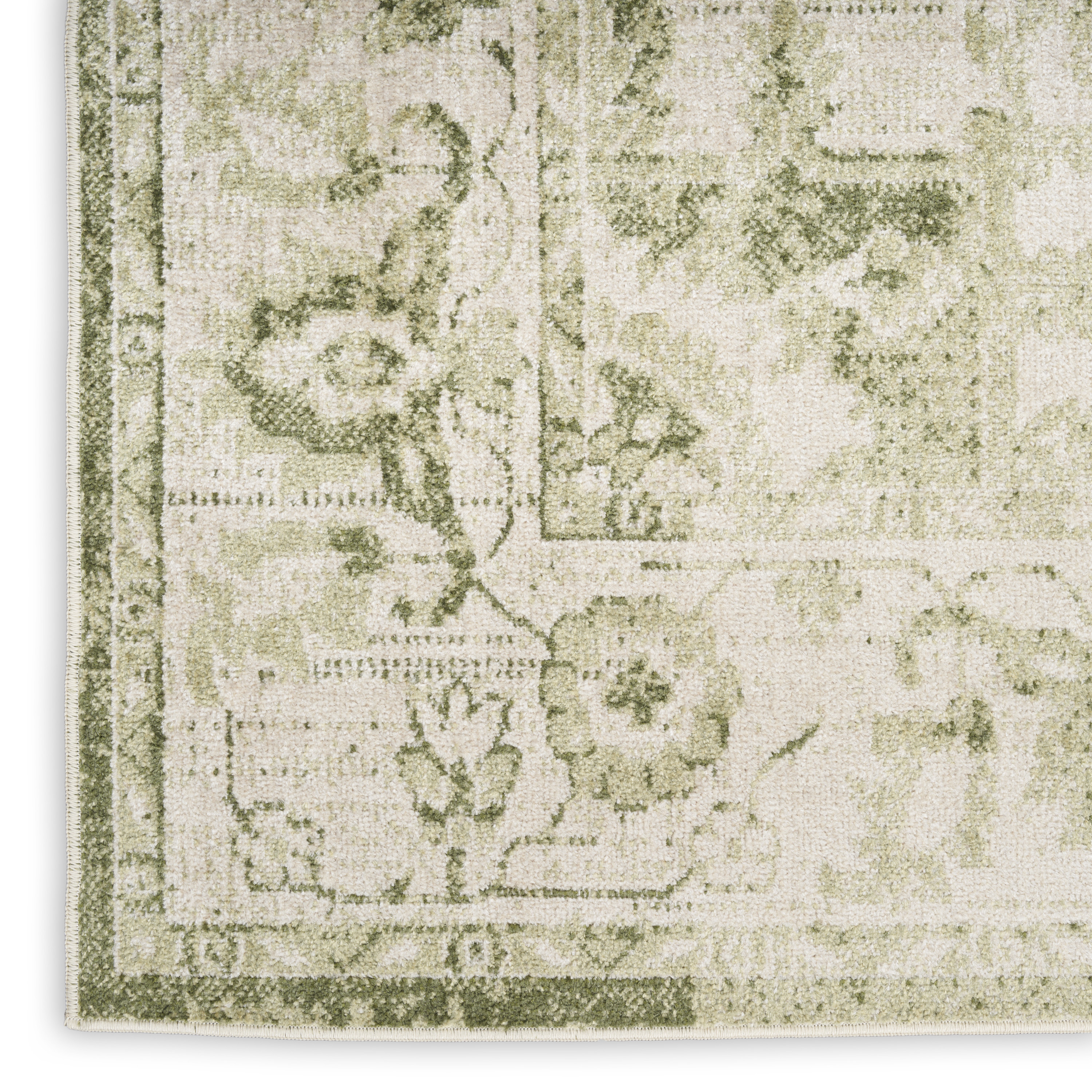 Nourison Astra Machine Washable 4' x 6' Ivory Green Vintage Indoor Rug