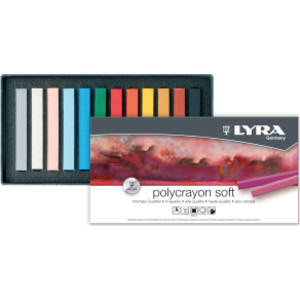 PolyCrayons Soft Pastel Sticks Set, Assorted Colors, 12 Pieces