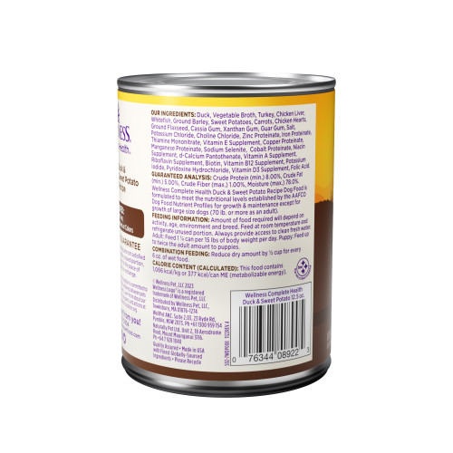 Wellness Complete Health Paté Duck & Sweet Potato back packaging