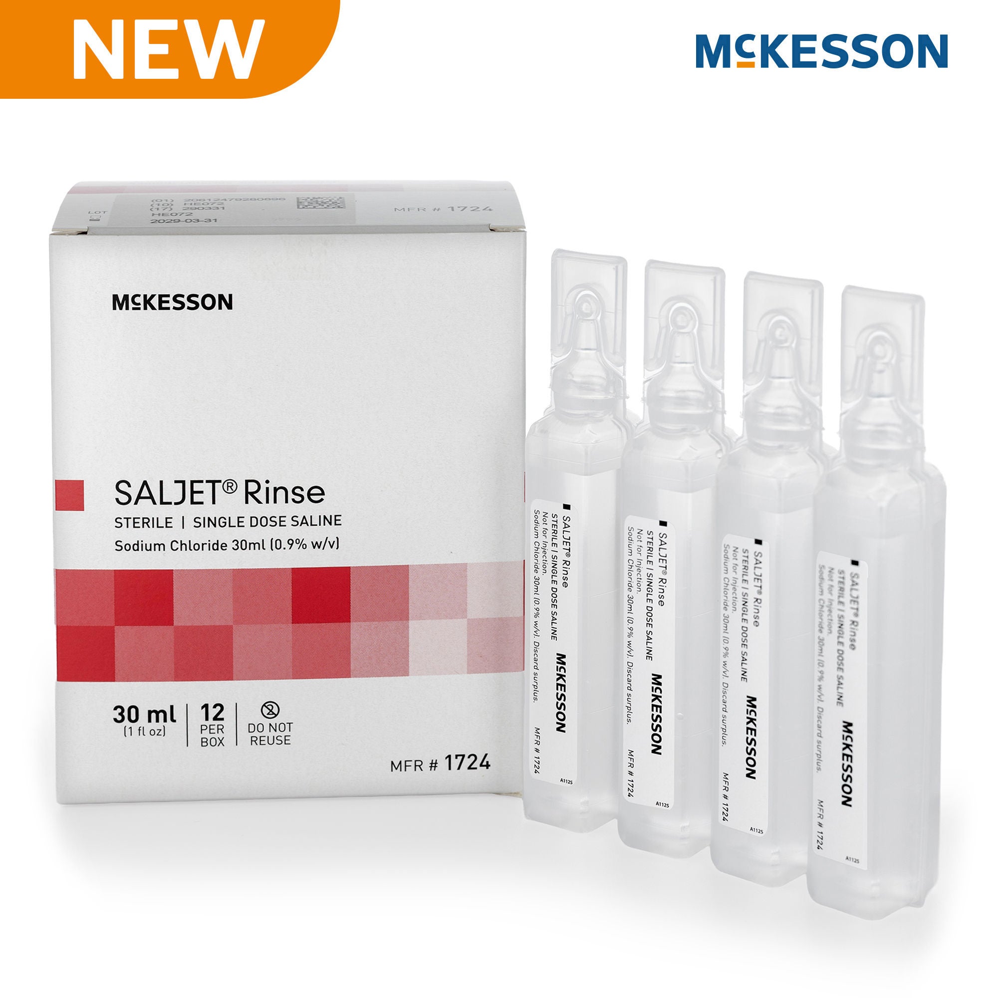 McKesson Saljet® Rinse, Sterile, 30-mL Unit Saline, Sodium Chloride (0.9% w/v)