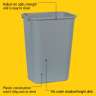 RUB2957GY, Rubbermaid Commercial,  Rectangular Wastebasket, 10.25 gal, Plastic, Gray