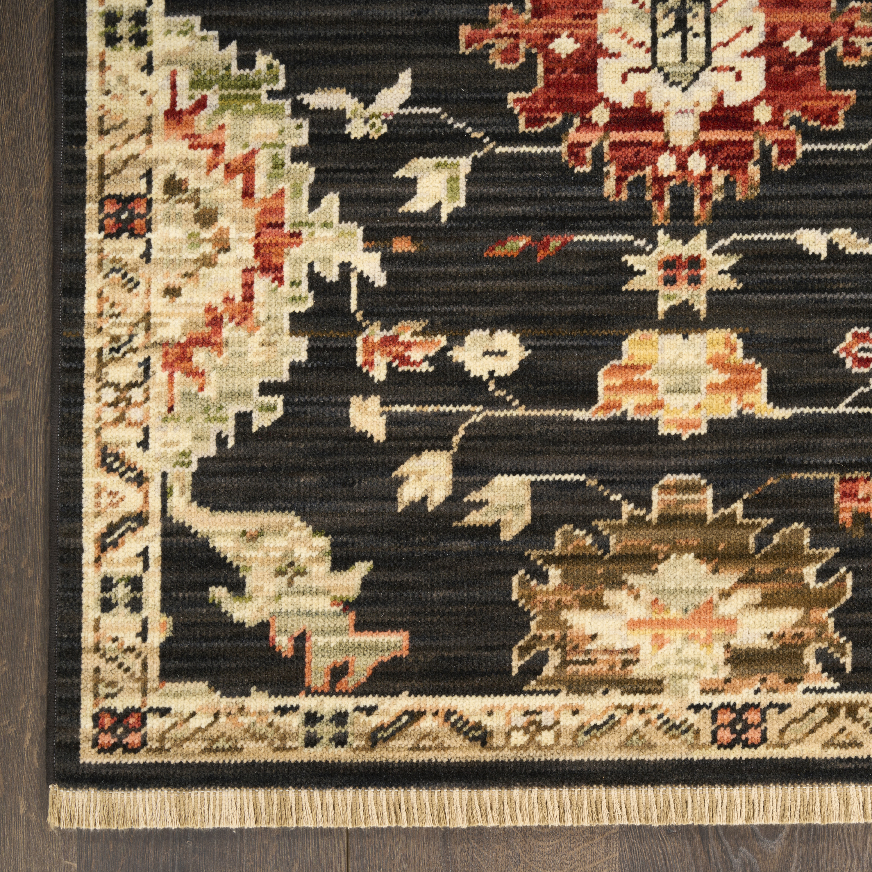 Nourison Antique Bloom 10' x 13' Black Vintage Indoor Rug