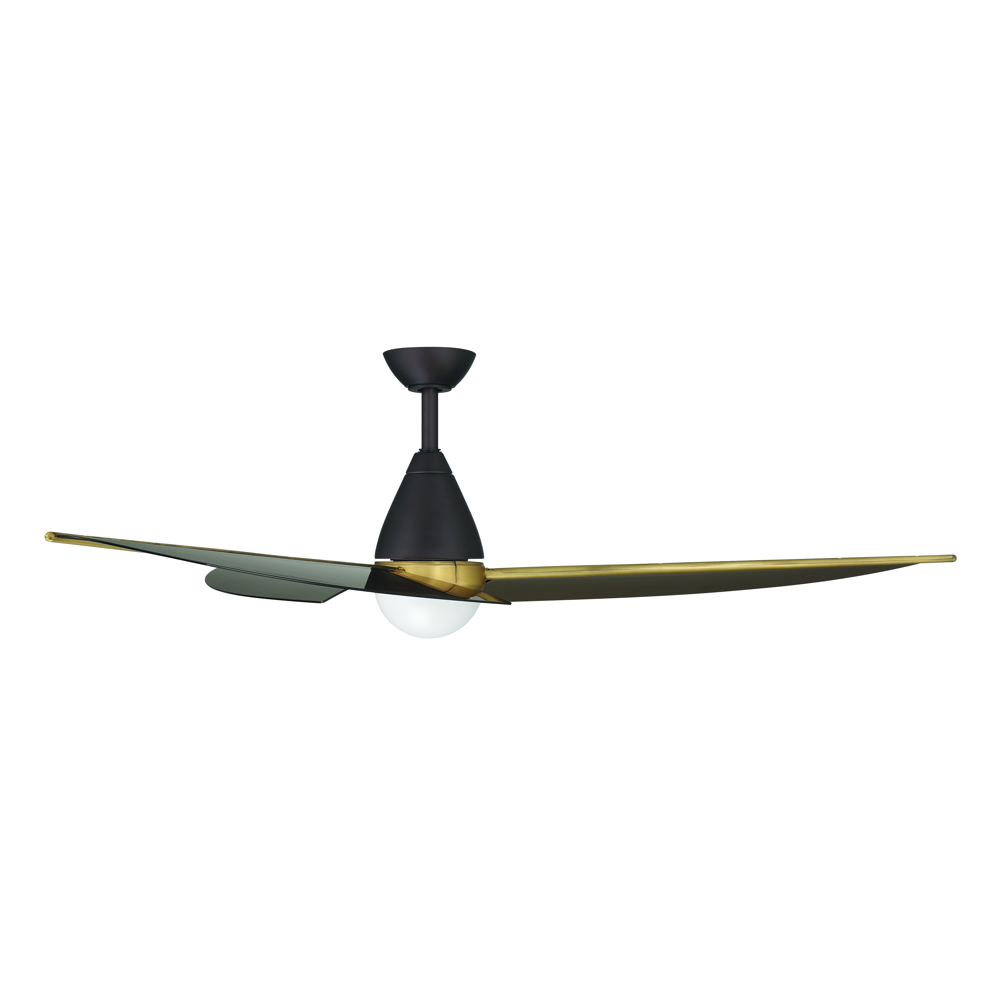 65" 3-Blade 5CCT LED Ceiling Fan - Dark Bronze, Heritage Brass and Translucent Brown Smoke Blades with White Lens - alternate view