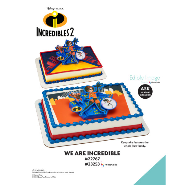 Disney and Pixar's Incredibles 2 We are Incredible The Magic of Cakes® PhotoCake® Enhanced Background and Icing Page