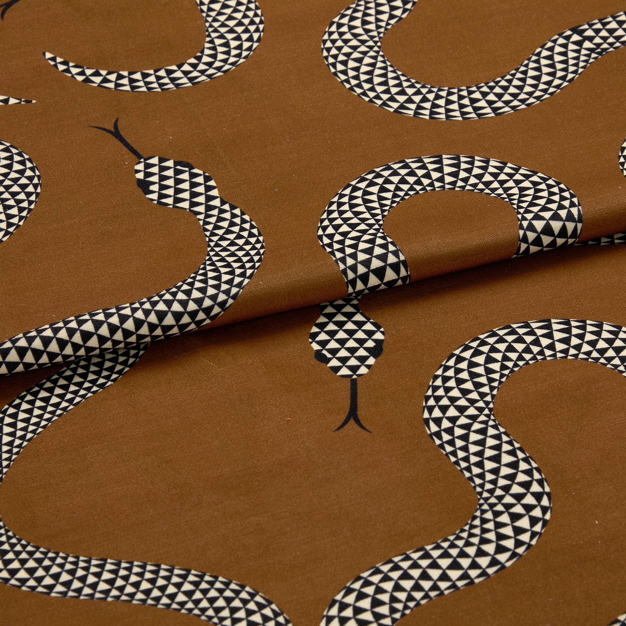 Eden Snake Rust Velvet Curtains