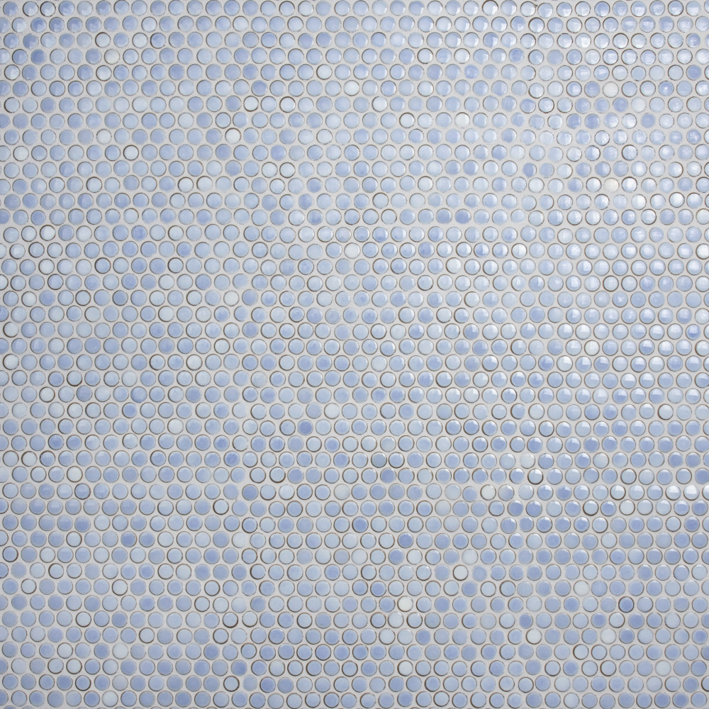 Hudson Penny Round Frost Blue 11-7/8 in. x 12-5/8 in. Porcelain Mosaic Tile