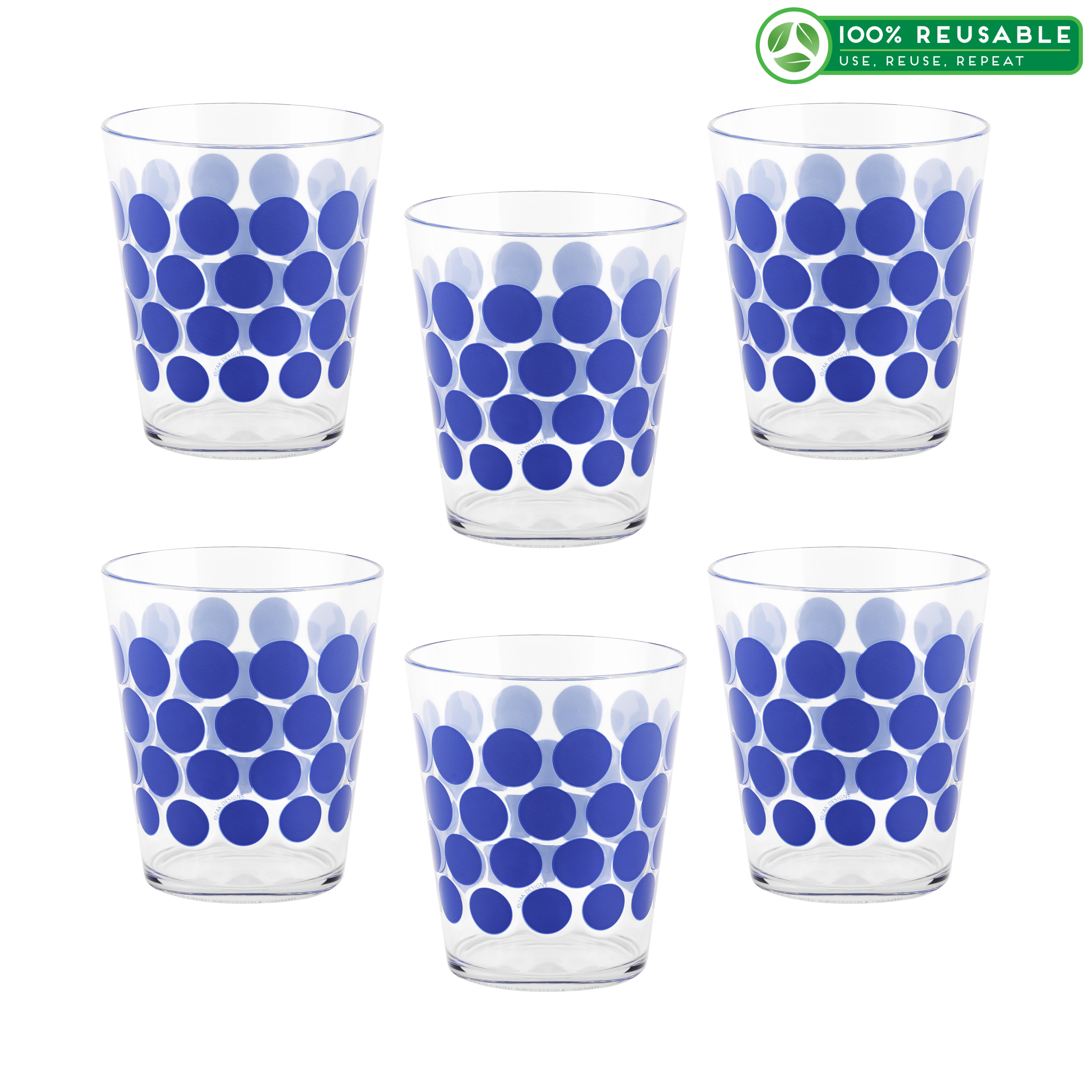 Dot Dot 15 ounce Old-Fashion Glass, Blue, 6-piece set slideshow image 1 Dot Dot 15 ounce Old-Fashion Glass, Blue, 6-piece set slideshow image 1