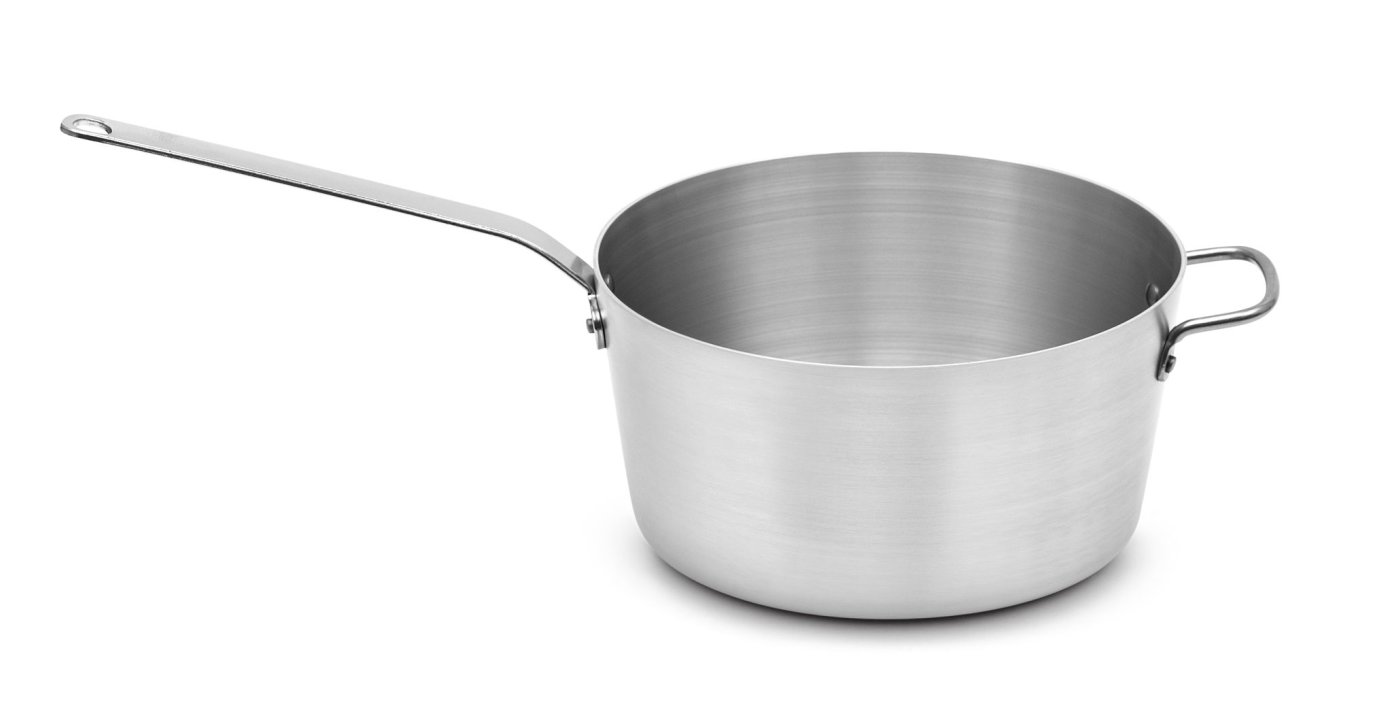8 ½-quart Wear-Ever® tapered aluminum saucepan with natural finish and plated handle