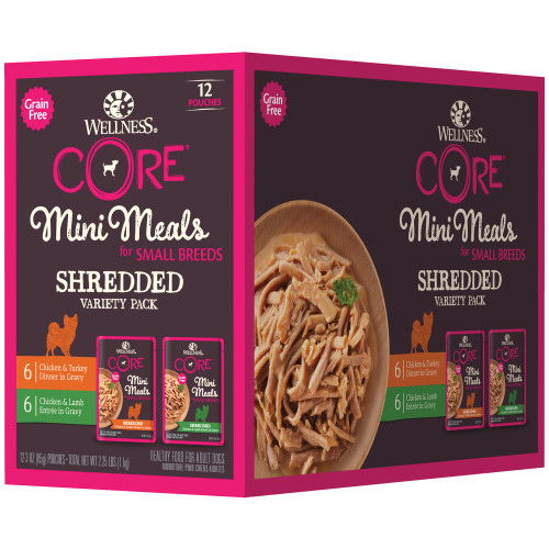 Wellness CORE Mini Meals Shredded Variety Pack back packaging