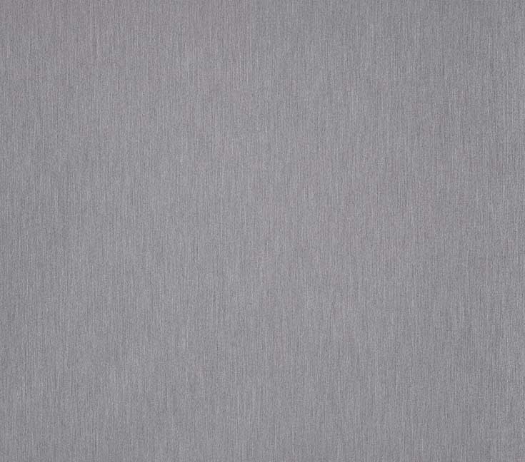 Gray vertically striated fabric wall covering fills the entire frame, smoothing over the surface; fine linear texture and subtle sheen under soft, even lighting, with no other elements visible.