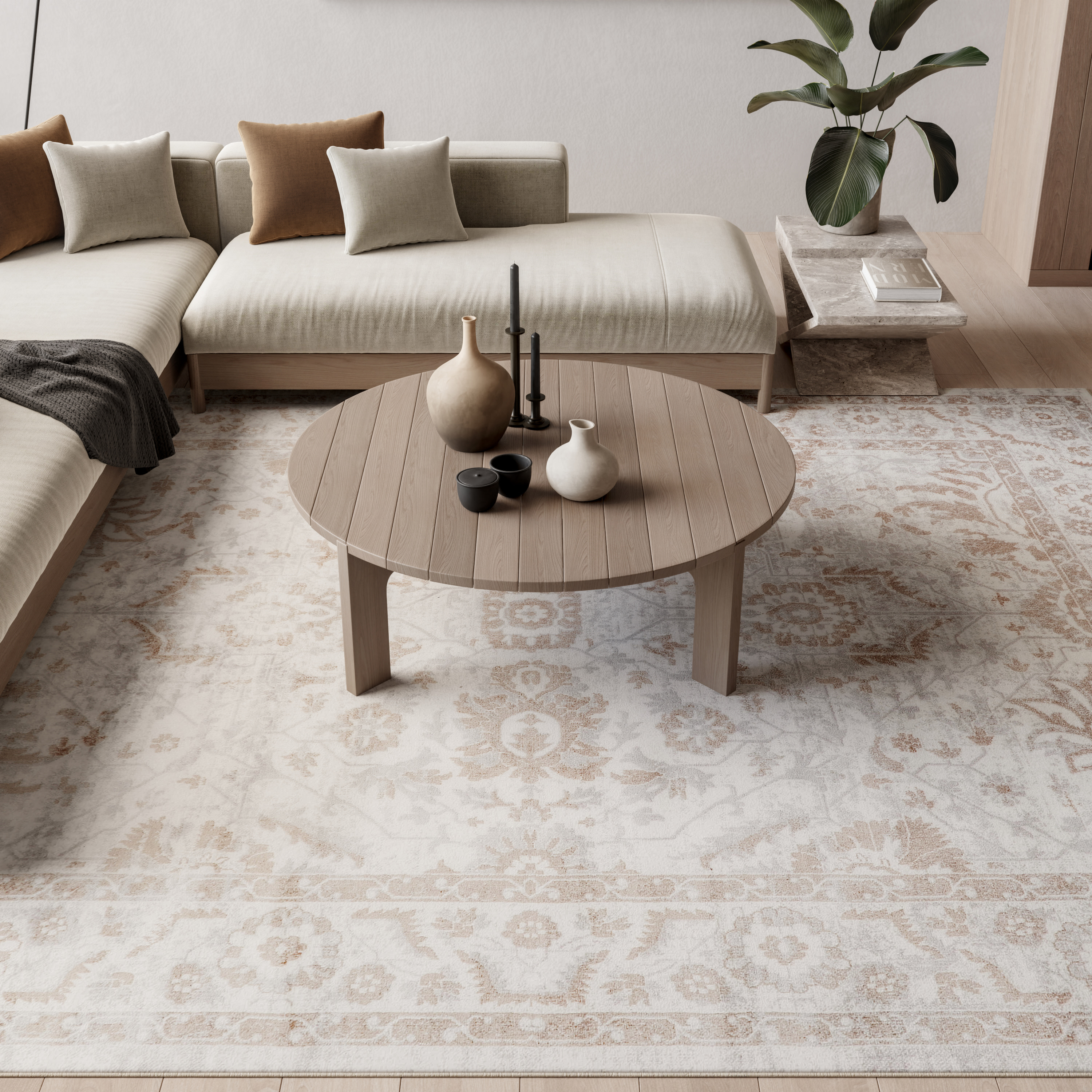 Nourison Astra Machine Washable 9' x 12' Grey Vintage Indoor Rug