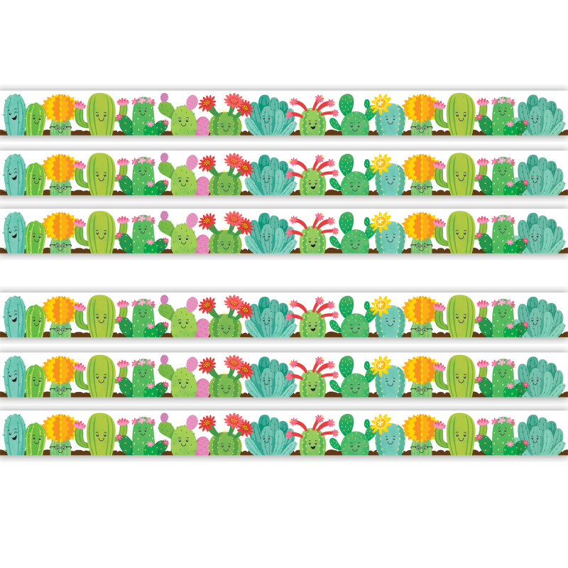 Happy Cactus Crew Die-Cut Border Trim, 35 Feet Per Pack, 6 Packs