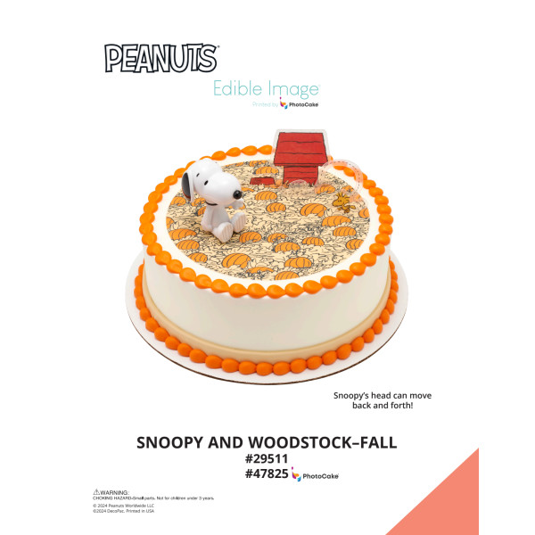 Peanuts® Snoopy® and Woodstock® Fall The Magic of Cakes® PhotoCake® Enhanced Round Background Page