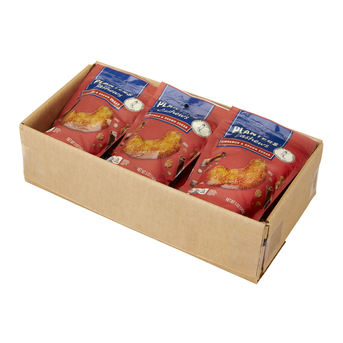 PLANTERS(r) Cashew Cinnamon Brown Sugar 12-5 Ounce . C1RM - Front Right Open Case (Hi Res)