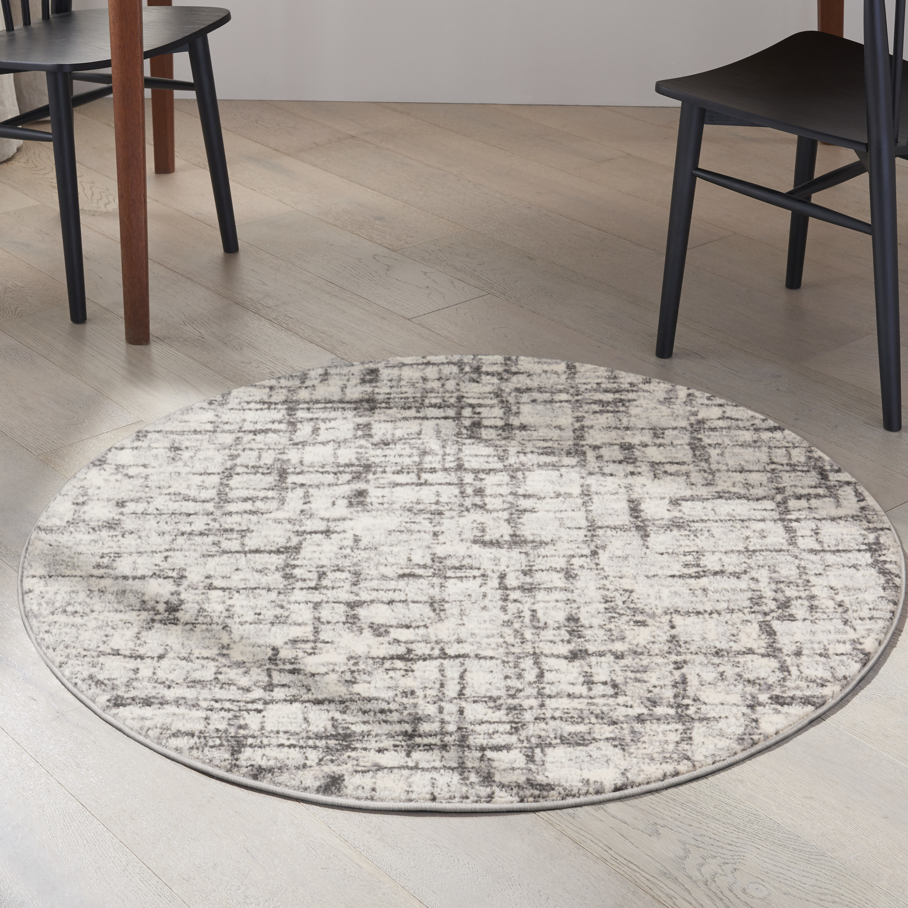 Calvin Klein CK950 Rush 4' x Round Ivory Grey Modern Indoor Rug