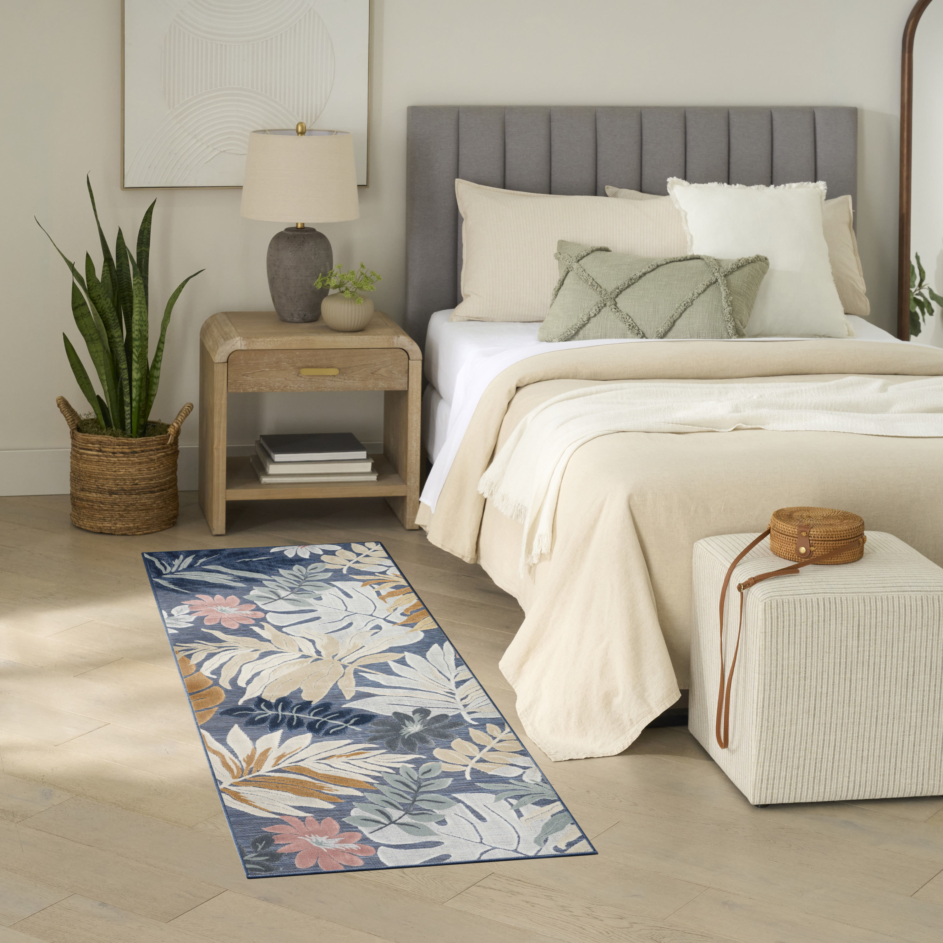 Nourison Suncoast 2' x 6' Denim Multicolor Tropical Rug