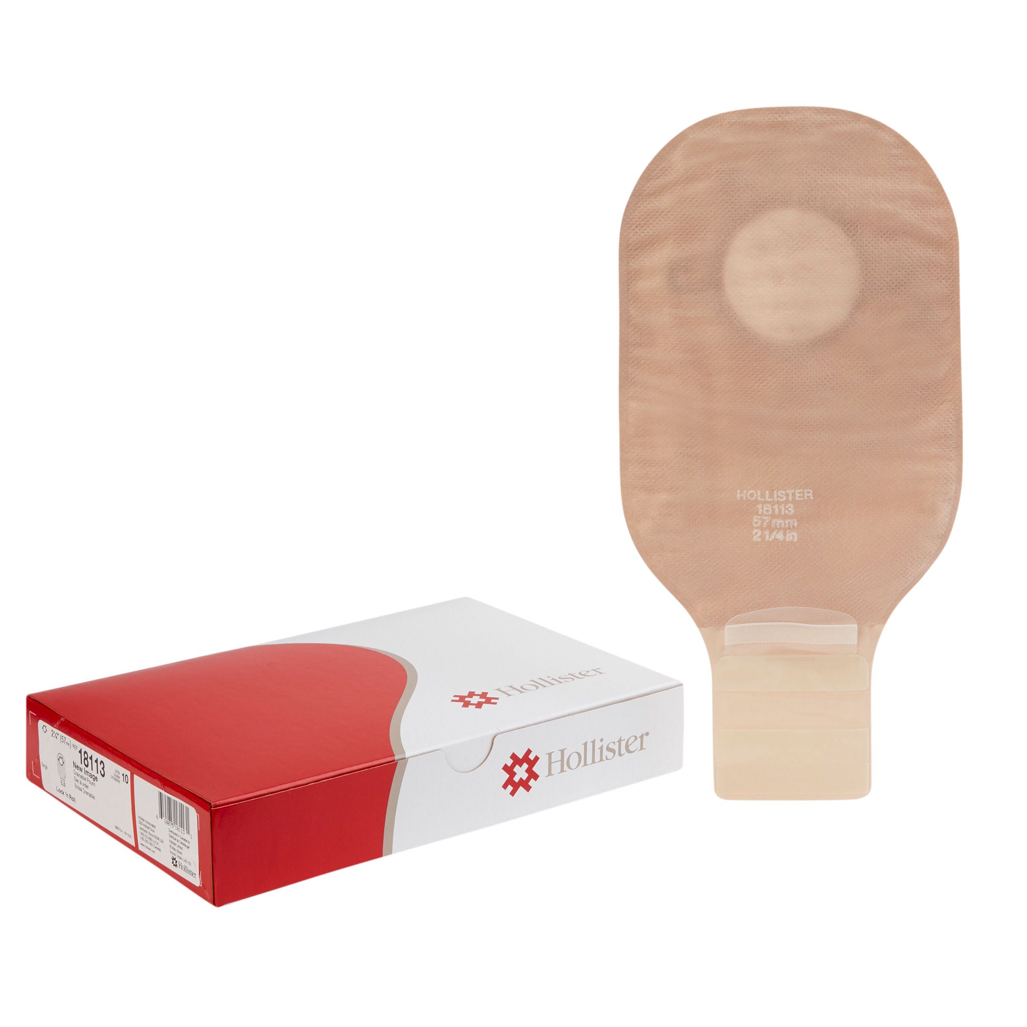 New Image™ 18113 Beige Colostomy Pouch, Pre-cut to Fit 57 mm Stomas, Red Match
