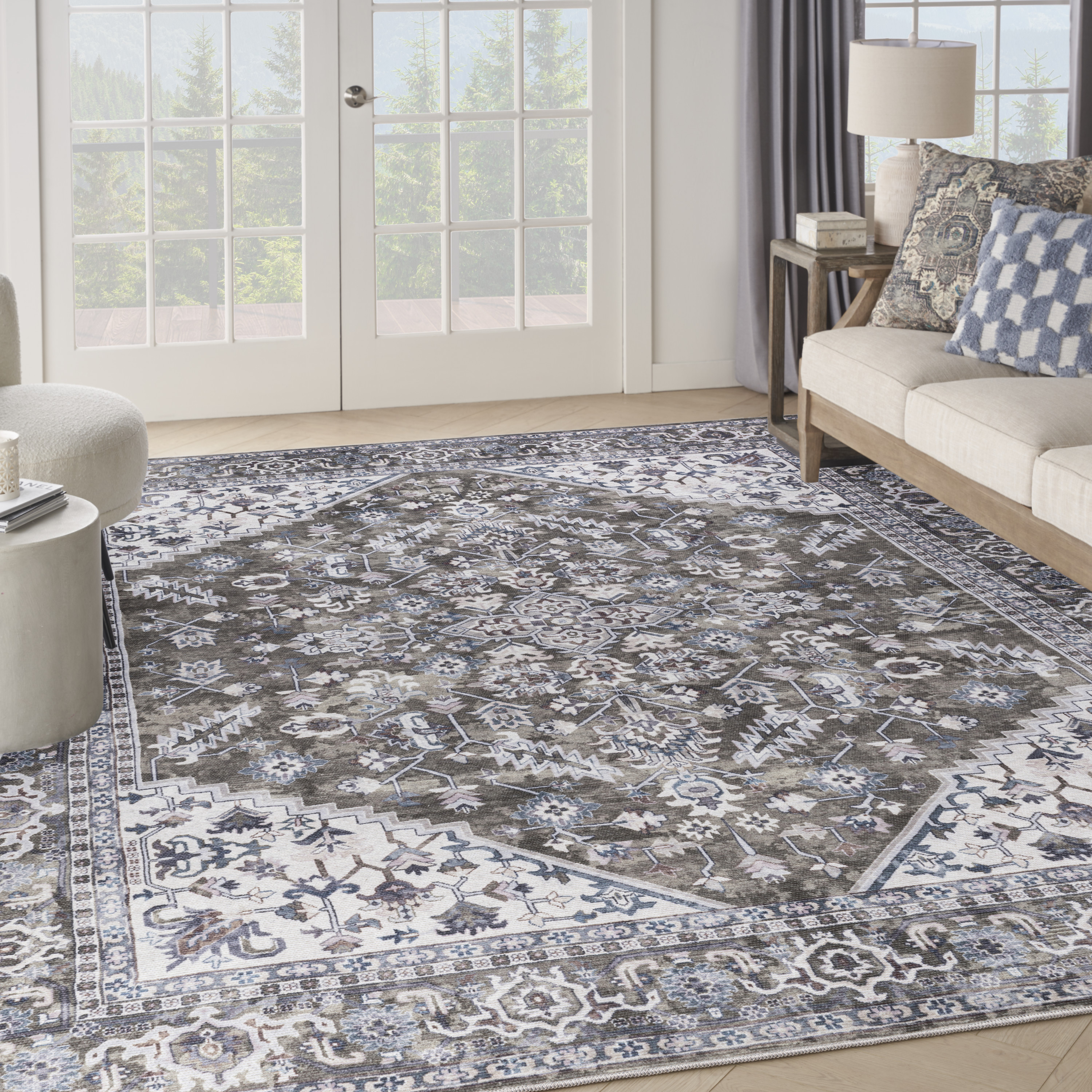 Nourison New Concept Washables 9'2" x 12' Olive Ivory Vintage Indoor Rug