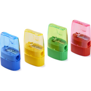 Pencil Sharpener with Shaving Receptacle and Cone Shape, Assorted Colors
